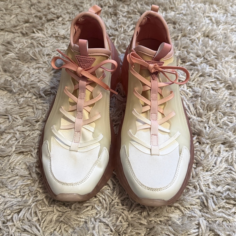 Guess chunky translucent pink sole sneakers in pastel-Size 8.5M